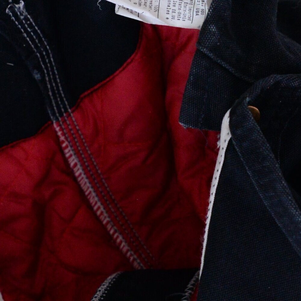 Vintage 80s Carhartt Black Distressed Red Quilt Lined Double Knee Overalls 44x30 - Picture 16 of 16